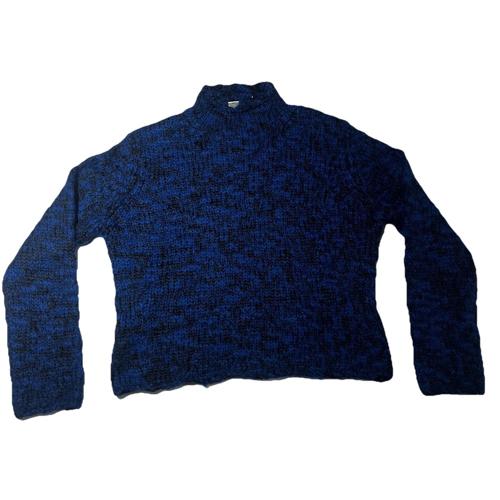 VTG Amanda Smith Blue Acrylic/wool Cropped Sweater, Mock Neck, Size M, Y2K, 90's